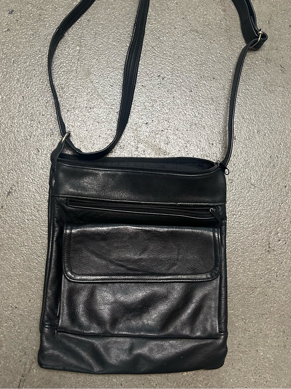 Vintage Black Leather Crossbody Bag